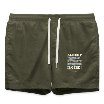 Albert humour retraite cadeau retraité - Short de bain - vert olive - Devant