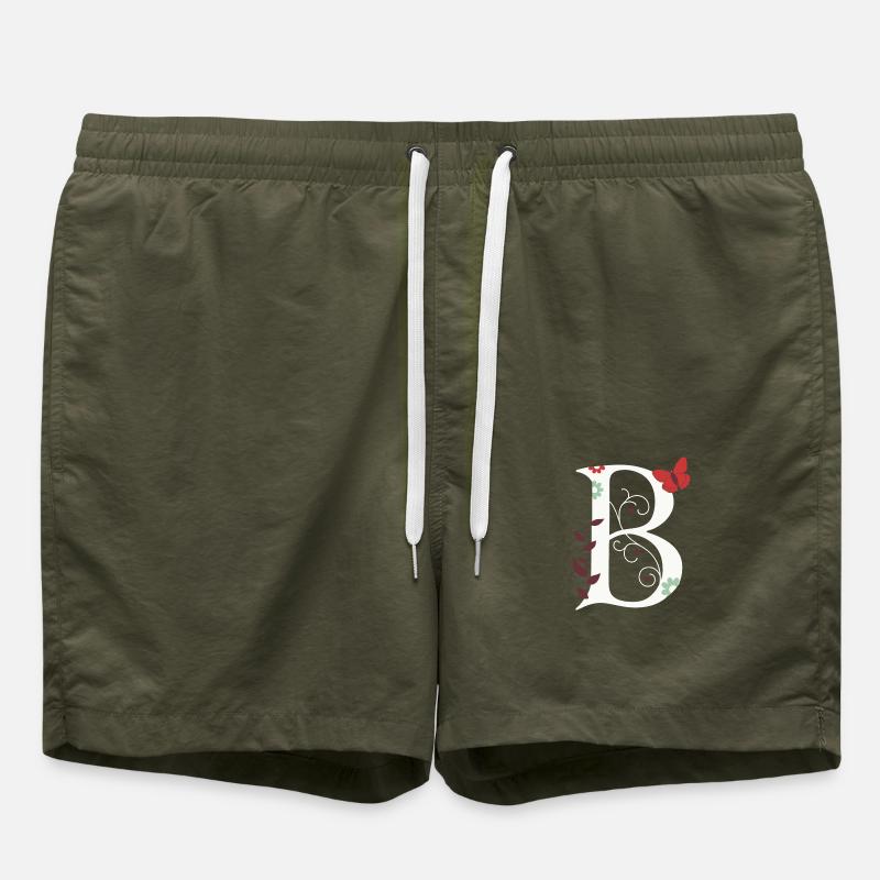 Lettre B Monogramme Rétro - Short de bain - vert olive