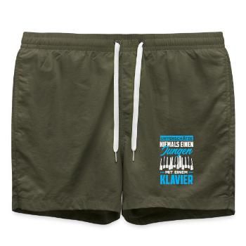 Piano Klavier Musiker Geschenk Geschenkidee - Badeshorts - Olive - Vorne - AI Model Male 185 light (185cm)
