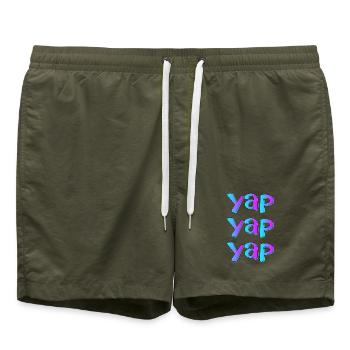 Speeches Proverbs - Swim Trunks - olive - Front - AI Model Male 185 light (185cm)