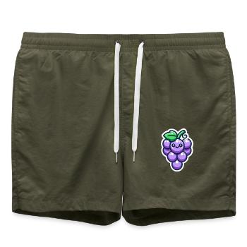 Happy Cartoon Grapes - Swim Trunks - olive - Front