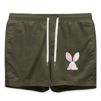 Frohe Ostern! Niedlicher Osterhase - Badeshorts - Olive - Vorne