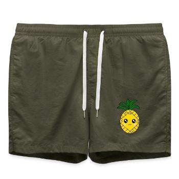 Fasching, Karneval, Kostüm, Ananas - Badeshorts - Olive - Vorne