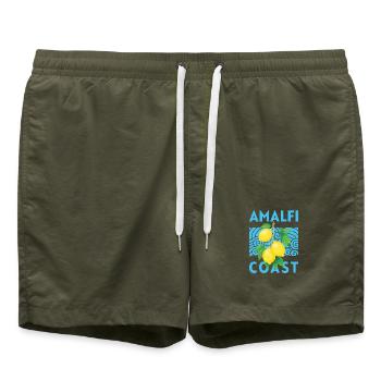 Summer Design Lemons Amalfi Coast Italy - Swim Trunks - olive - Front - AI Model Male 185 light (185cm)