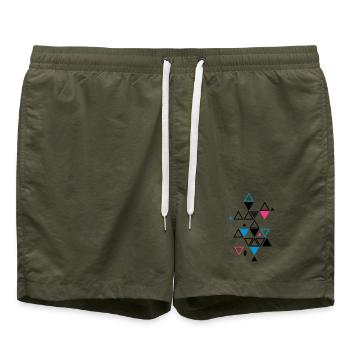 graphic pattern of triangles - Swim Trunks - olive - Front