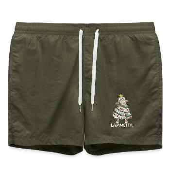 Lammetta Schaf I Weihnachten Lametta Wortspiel - Badeshorts - Olive - Vorne - AI Model Male 185 light (185cm)