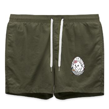 Poméranien Poméranien Aquarelle de Pâques - Short de bain - vert olive - Devant