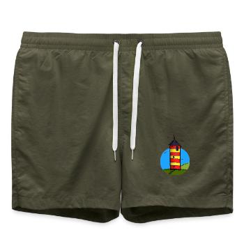 Leuchtturm Pilsum Wahrzeichen - Badeshorts - Olive - Vorne - AI Model Male 185 light (185cm)