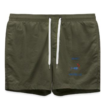 MISTRESS. THANK YOU. THANK YOU MISTRESS - Swim Trunks - olive - Front - AI Model Male 185 light (185cm)