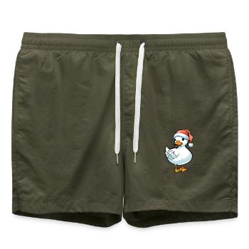 Duck Christmas Drawing - Swim Trunks - olive - Front