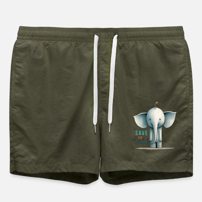 Save the wild !! - Short de bain - vert olive
