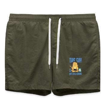 Dieser Mann liebt Spiele - Badeshorts - Olive - Vorne - AI Model Male 185 light (185cm)