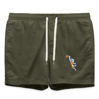 Wildcat Basketball Slam Dunk Maskottchen - Badeshorts - Olive - Vorne - AI Model Male 185 light (185cm)