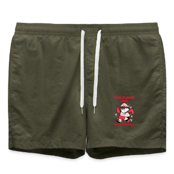 Courir, Clause, Courir – Design de Noël - Short de bain - vert olive - Devant - AI Model Male 185 light (185cm)
