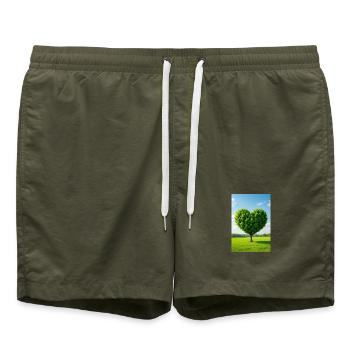 Arbre de cœur dans une prairie ensoleillée - Short de bain - vert olive - Devant - AI Model Male 185 light (185cm)