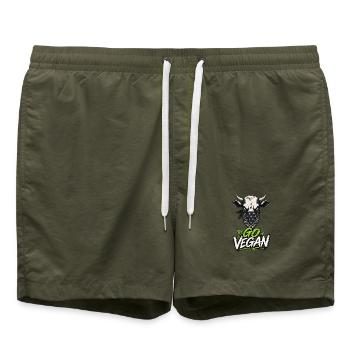 Go Vegan - Badeshorts - Olive - Vorne - AI Model Male 185 light (185cm)