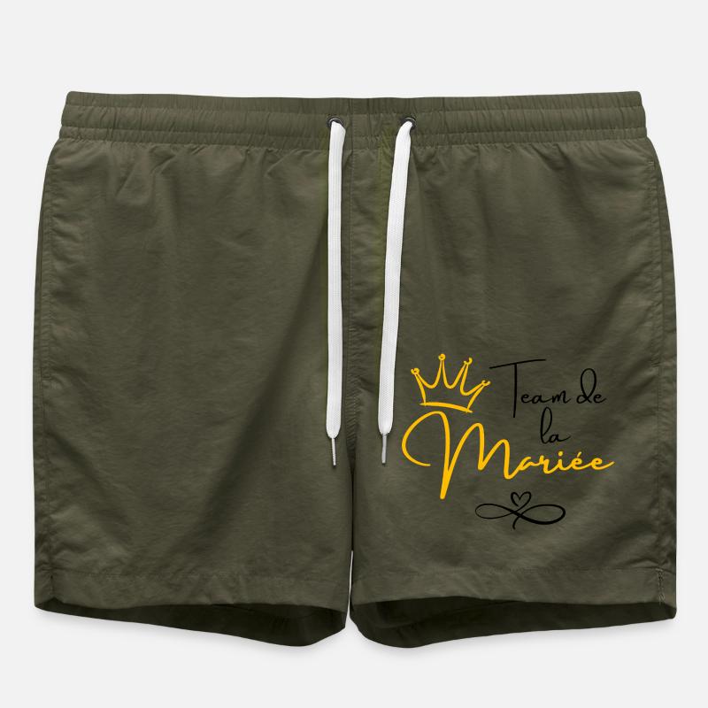 Bride's Team Crown - Bride Gift - Swim Trunks - olive