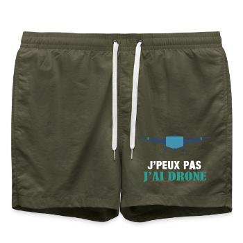 J'Peux Pas J'ai Drone Humour Cadeau Drôle Pilote - Short de bain - vert olive - Devant