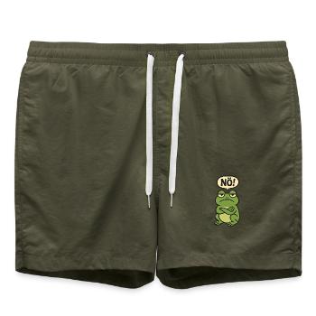 Bevor du fragst Nein lustiges süßes Frosch Design - Badeshorts - Olive - Vorne - AI Model Male 185 light (185cm)