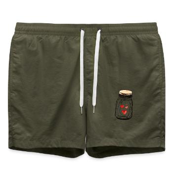 Glass Full of Love Hearts Watercolors - Swim Trunks - olive - Front