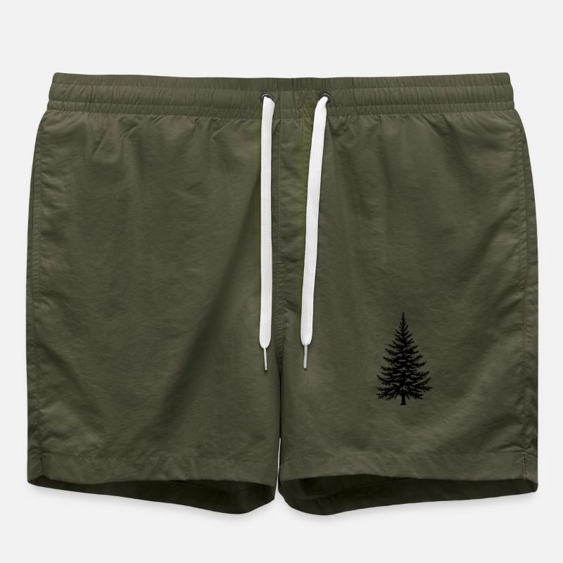 Tree Spruce Fir Conifer Vector - Swim Trunks - olive