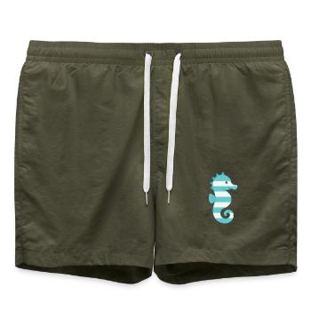 Hippocampe turquoise rayé - Short de bain - vert olive - Devant - AI Model Male 185 light (185cm)