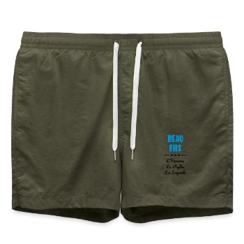 Stieftochter / Schwiegersohn / Sohn / Tochter - Badeshorts - Olive - Vorne - AI Model Male 185 light (185cm)