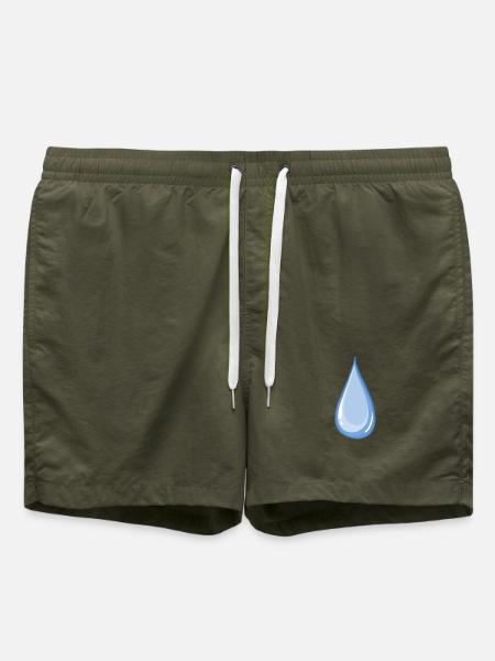 Blauer glänzender Wassertropfen - Badeshorts - Olive