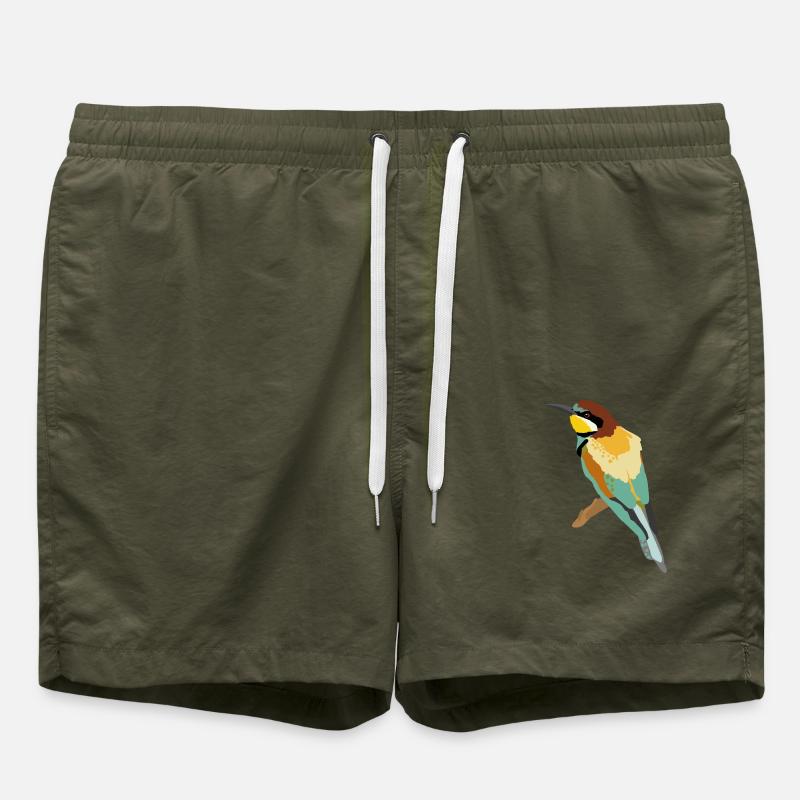 Bee-eater illustration - Swim Trunks - olive