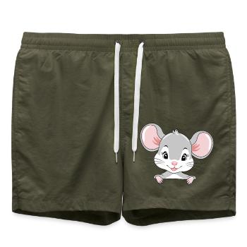 Mignon bébé souris qui regarde - Short de bain - vert olive - Devant