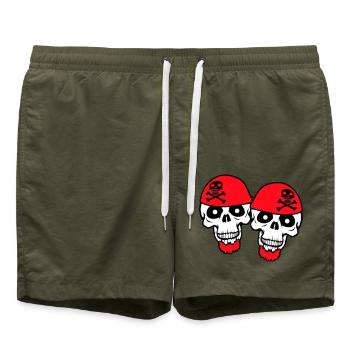 2 Crâne de pirate Squelette Crâne Équipe d’Halloween - Short de bain - vert olive - Devant
