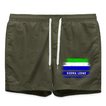Sierra Leone Flaggen Design - Badeshorts - Olive - Vorne