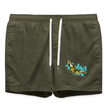 Gelber Schmetterling Spritzer - Badeshorts - Olive - Vorne
