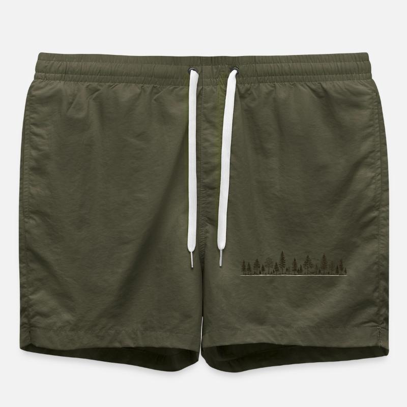 Waldsilhouette Baumlinie - Badeshorts - Olive