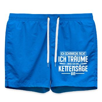 Kettensäge schnarchen Holzfäller Spruch - Badeshorts - Cobalt blue - Vorne