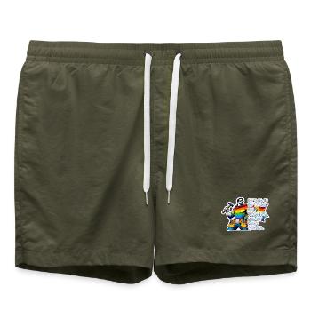 Dad – Superhero in the colors of the rainbow - Swim Trunks - olive - Front