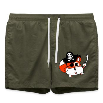 Little Cute Captain Fox Pirate Animal Eye Patch - Swim Trunks - olive - Front