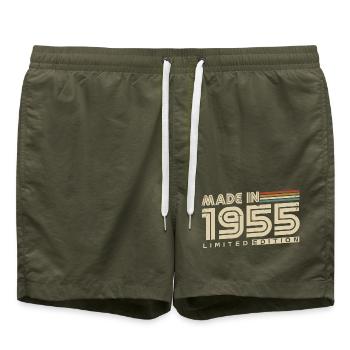 Vintage 1955 Born Retro Vintage Birthday - Swim Trunks - olive - Front