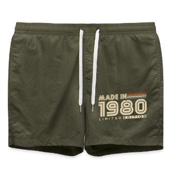 Vintage 1980's Born Retro Vintage Birthday - Swim Trunks - olive - Front