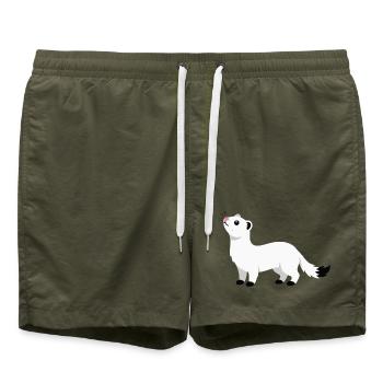 Cute curious ermine minimalist style - Swim Trunks - olive - Front
