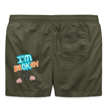 Mains brisant une chaîne avec une inscription - Short de bain - vert olive - Dos