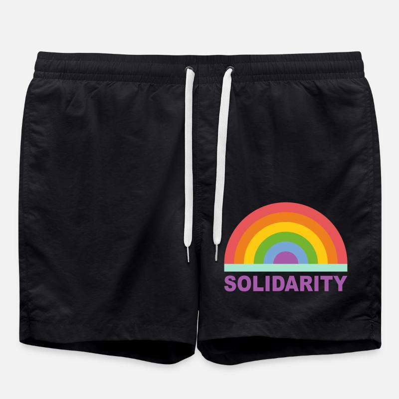 Regenbogen Solidarität - Badeshorts - Schwarz