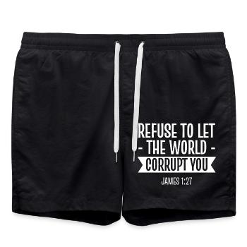 Jésus-Christ Bible Bible vers le christianisme Dieu - Short de bain - noir - Devant - AI Model Male 185 light (185cm)