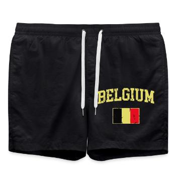 Vintage Drapeau Belgique Rétro Belge - Short de bain - noir - Devant - AI Model Male 185 light (185cm)