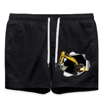 Excavator digs through his T-shirt - Swim Trunks - black - Front - AI Model Male 185 light (185cm)