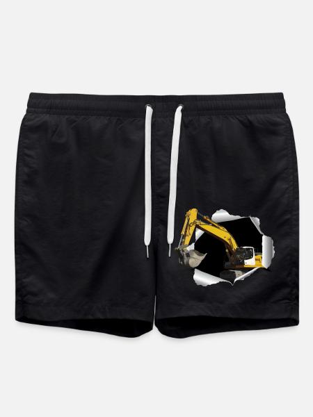 Bagger buddelt sich durchs T-Shirt - Badeshorts - Schwarz