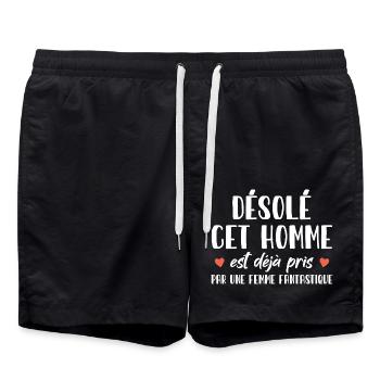 Désolé Cet Homme Est Pris Saint Valentin - Short de bain - noir - Devant - AI Model Male 185 light (185cm)