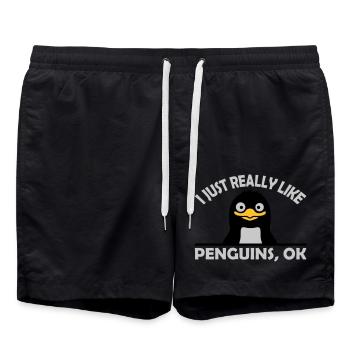 I just like penguins - Badeshorts - Schwarz - Vorne - AI Model Male 185 light (185cm)