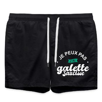 je peux pas j ai galette sausisse bretagne - Short de bain - noir - Devant - AI Model Male 185 light (185cm)