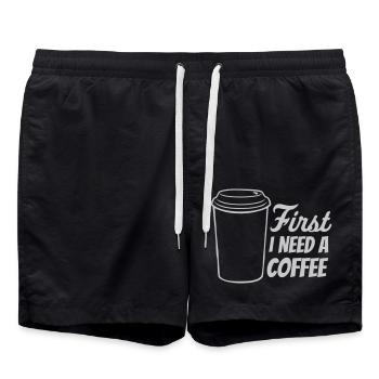 Fist I need Coffee - Swim Trunks - black - Front - AI Model Male 185 light (185cm)